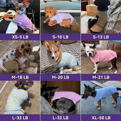 cyeollo Recovery Suit for Dogs Surgery Suit Female Spay Soft Pet Onesie Bodysuit Male Dog Neuter, Small Dogs Surgical Recovery Shirt, Yellow Duck, S