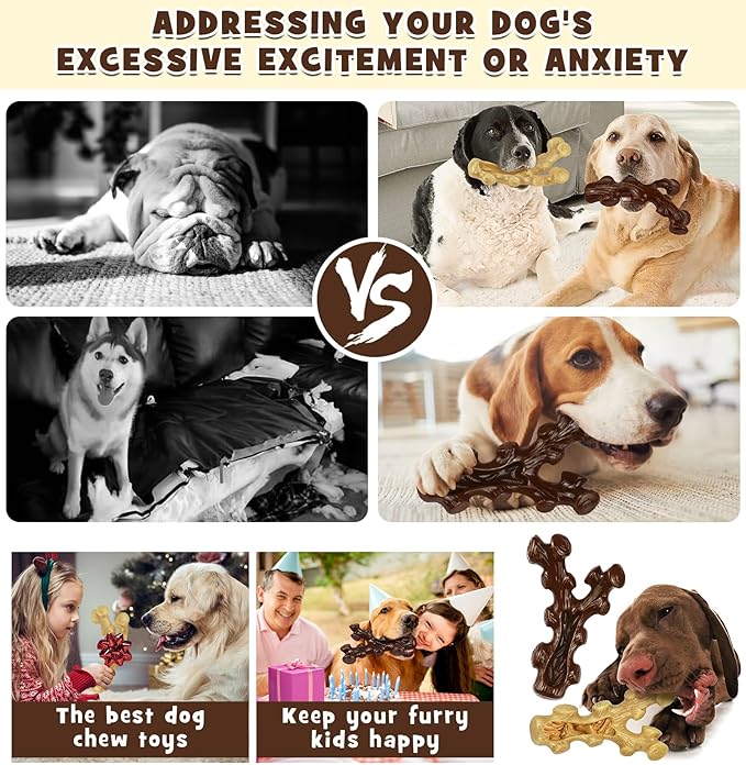 SIHRMIU 2 Pack Dog Chew Toys for Aggressive Chewers,Boredom and Stimulating Best Dog Toys for Medium/Large Breed,Tough Almost Indestructible Dog Bones for Teeth Cleaning and Training