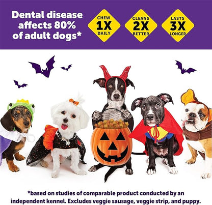 Wellness WHIMZEES Fall Dog Dental Treat, Autumn Halloween Seasonal Gift, Chews, Freshens Breath, Medium Size, 6.3 oz Bag, 6 Count