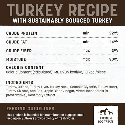 Earth Animal Wisdom Air Dried Jerky - Turkey Recipe Premium Natural Jerky Strips Dog Treats - 4 oz Bag