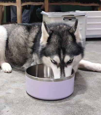 WENBOKMIN Dog Bowl, Stainless Steel Dog Food and Water Bowl with Non Slip Quiet Bottom, Easy to Clean, Dishwasher Safe, 40oz, Light Purple