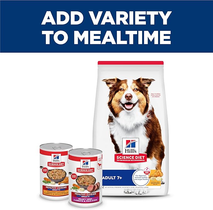 Hill's Science Diet Adult 7+ Healthy Cuisine Wet Dog Food, Roasted Chicken, Carrots, & Spinach Stew, 12.5 oz. Cans, 12-Pack