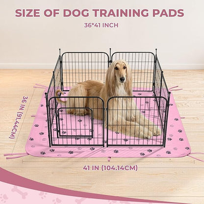Fostanfly Washable Pee Pads for Dogs, 2 Pack Large 36"x41" Ultra-Absorbent and Leak-Proof Non-Slip Reusable Potty Training Pads for Dogs, Cats, Puppy, Potty of Add 8 Lanyards, Pink
