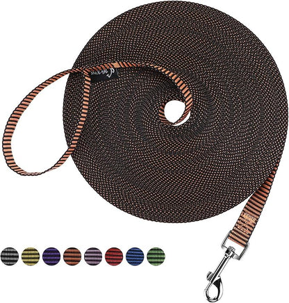Hi Kiss Dog/Puppy Obedience Recall Training Agility Lead - 15ft 20ft 30ft 50ft 100ft Training Leash - Great for Training, Play, Camping, or Backyard(15ft,Black_Orange)