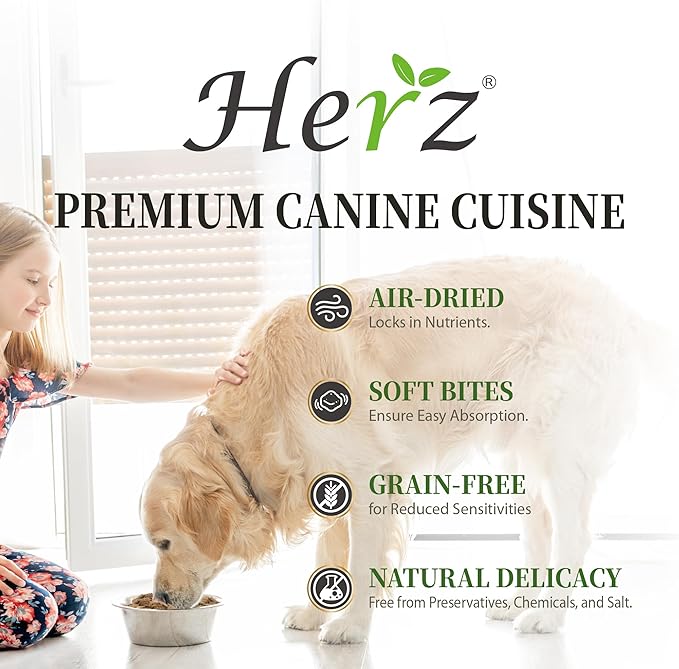 Herz Air-Dried Dog Food Chicken & Duck Liver Recipe 1 lb, All-Natural, High-Protein, Grain-Free, Limited Ingredients, Complete & Balanced, Premium Canine Cuisine