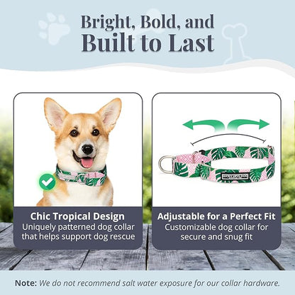 Lucky Love Dog Martingale Dog Collar & Leash - Adjustable, No-Slip, Durable, Comfortable, Soft Webbing, & Stylish Patterned Collar & Leash Set for Male and Female Dogs - Laguna Mart Combo, Small