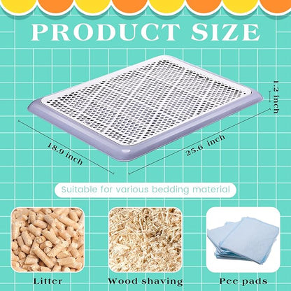 Mifoci 1 Pcs Dog Potty Tray Mesh Puppy Training Pad Holder Floor Protection Portable Pee Pad Pet Toilet Training Tray Litter Box Corner for Medium and Large Dogs (25.6 x 18.9 Inch,Gray)
