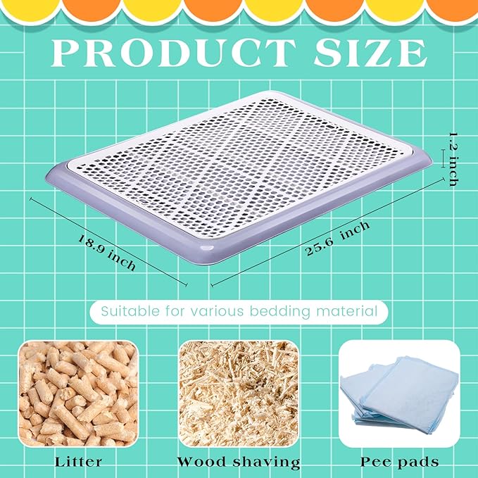 Mifoci 2 Pcs Dog Potty Tray Mesh Puppy Training Pad Holder Floor Protection Portable Pee Pad Pet Toilet Training Tray Litter Box Corner for Medium and Large Dogs (25.6 x 18.9 Inch,Gray)