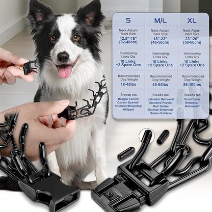 Pinch Collar for Dogs, Prong Training Collar with Quick Release Buckle for Dog Pulling Behavior Correction, Adjustable Pinch Leashes (M/L / 18-23" Neck Size)