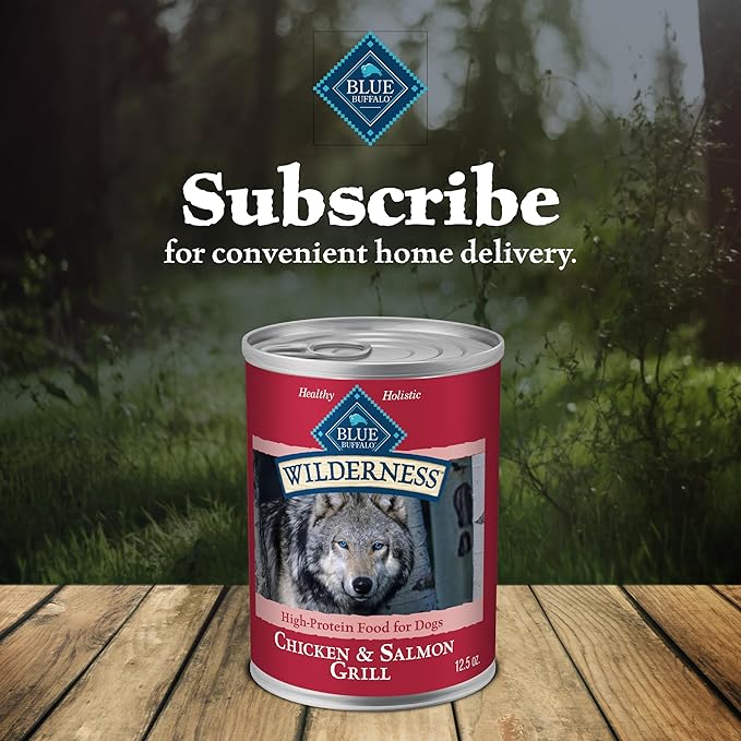 Blue Buffalo Wilderness Adult Wet Dog Food,High-Protein & Grain-Free,Made with Natural Ingredients,Salmon & Chicken Grill,12.5-oz. Cans,(Pack of 24)