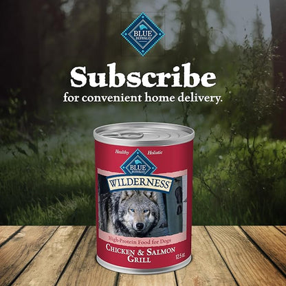 Blue Buffalo Wilderness Adult Wet Dog Food,High-Protein & Grain-Free,Made with Natural Ingredients,Salmon & Chicken Grill,12.5-oz. Cans,(Pack of 24)