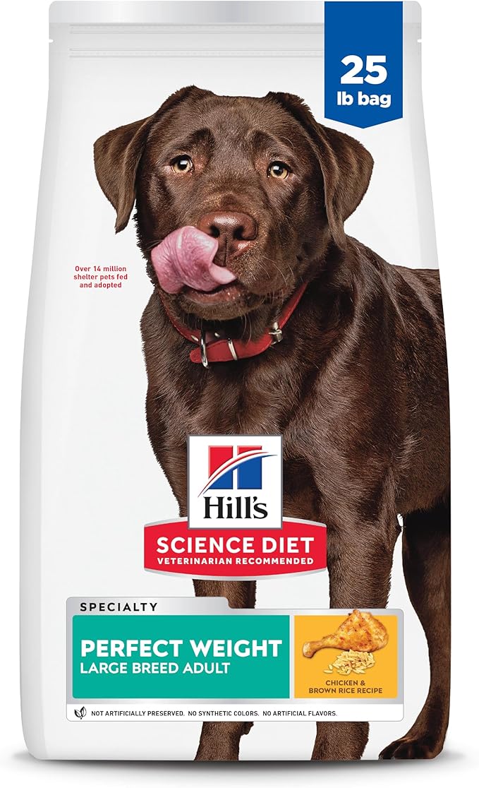 Hill's Science Diet Adult Perfect Weight Large Breed Dry Dog Food, Chicken & Brown Rice, 25 lb. Bag
