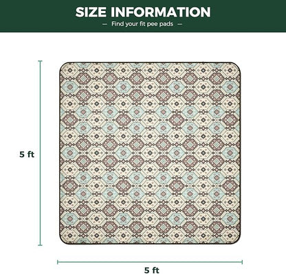 FXW Washable Pee Pads for Dogs, Puppy Pads with Super Absorbent, Specifically Designed for Rollick/Homeplus 24inch 8 Panels Dog Playpen, 63" Square, Tribal Beige, 1 Pack