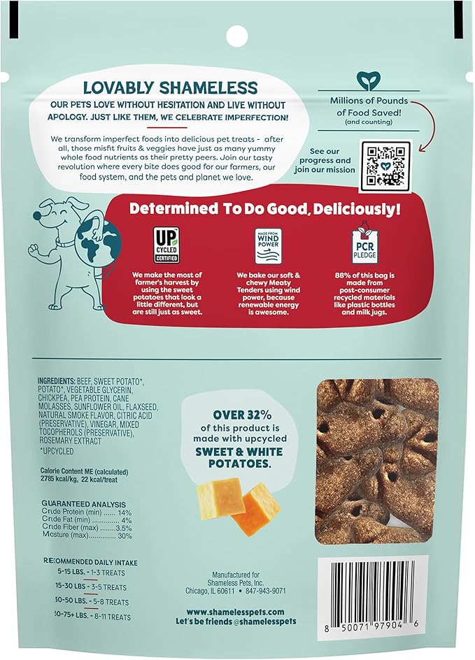Shameless Pets Soft Dog Treats – Beef Up Meaty Tenders, Soft & Chewy Treats for Dogs, Real Beef 1st Ingredient, Grain Free, Healthy Treats for Small, Medium & Large Dogs, 8oz