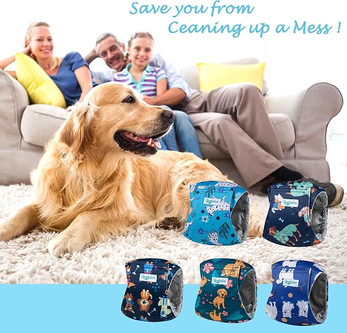 Leekalos Male Dog Diapers, Dog Belly Bands for Male Dogs Wraps Washable Doggie Diapers High Absorbing Dog Belly Bands（5 Pack）