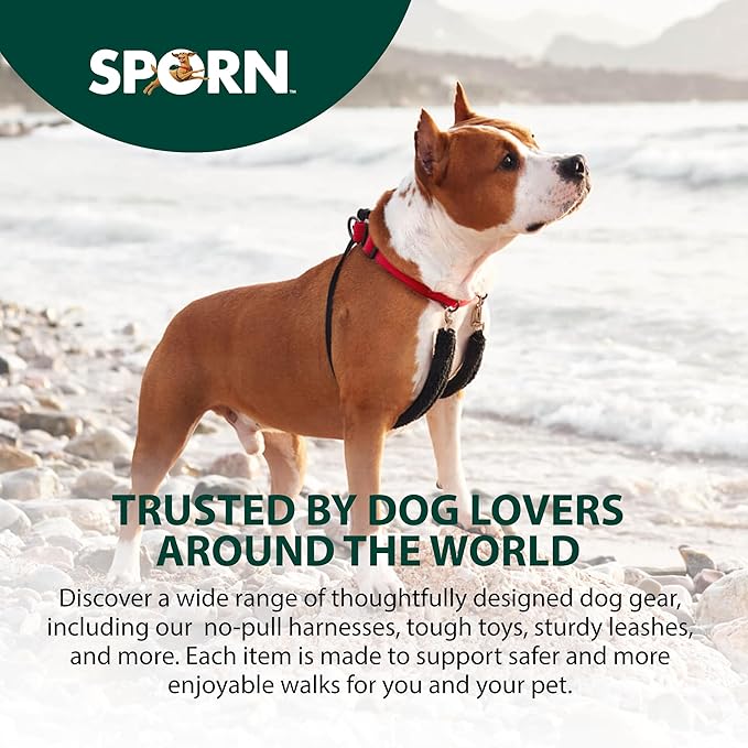 Sporn Original Dog Halter, No Pull Dog Harness, Durable Nylon Collar with Padded Restraint Sleeves for Medium Breeds, No Choke Design, Adjustable Fit, Easy On/Off, Blue, Medium