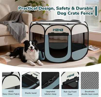 Dog Playpen, Portable Puppy Pet Crate Indoors for Small/Medium/Large Dogs Cats Rabbits, Foldable Dog Cage Enclosure for Outdoor, Pop Up Dogs Tent Kennel with Carrying Case, Grey