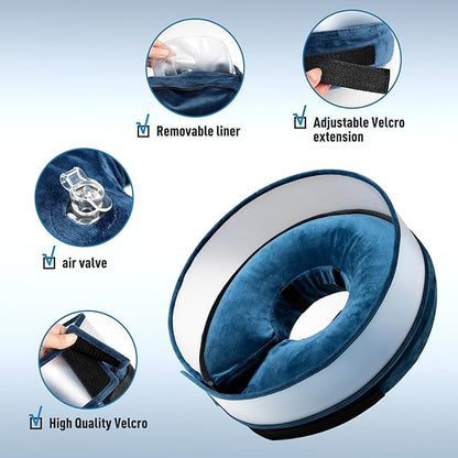 Inflatable Dog Cone, Soft Dog Cone Collar After Surgery for Alternative with Enhanced Anti-Licking Guard Shield Adjustable Detachable Cone Collar, Elizabethan Collar (M, Blue)