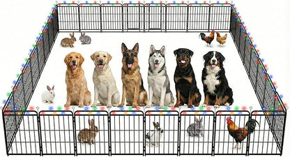 Dog Playpen Outdoor 32 Panels 40'' Rustproof Metal Dog Fence with Gate Small Medium Portable Large Dog Play Pen 72FT 240 Sq.ft for RV Camping, Trips, Play Yard