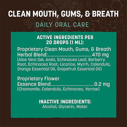 Earth Animal Apothecary Liquid Supplement - Clean Mouth, Gums & Breath Herbal Remedies for Dogs & Cats - 2 fl oz