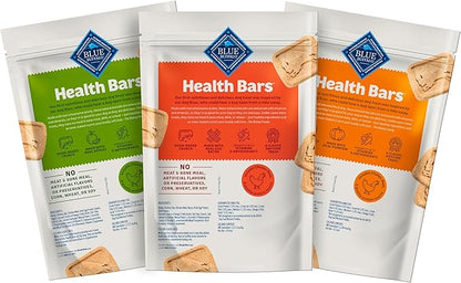 Blue Buffalo Health Bars Crunchy Dog Biscuits, Variety Pack, Bacon, Egg & Cheese, Apple & Yogurt, Pumpkin & Cinnamon, 16-oz Bags