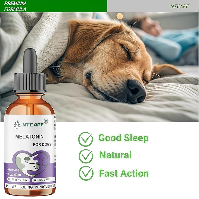 Melatonin for Dogs, Natural Well-Being Supplement, 2 fl. oz, 60 Servings