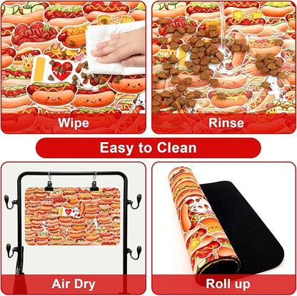 Dog Food Mats for Floors Waterproof Mat for Cat Food and Water Bowls - Absorbent Quick Dry Non Slip Mat for Pet Feeding