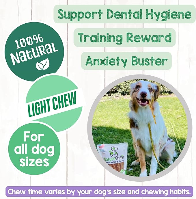 Nature Gnaws USA Turkey Tendons for Dogs (4oz) - Delicious Grain Free Reward Snack for Small, Medium & Large Breeds - Premium Natural Dog Chew Treats