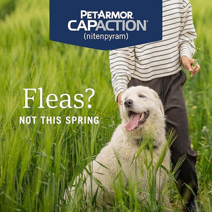 PetArmor CAPACTION (nitenpyram) Oral Flea Treatment for Dogs, Fast Acting Tablets Start Killing Fleas in 30 Minutes, Dogs Over 25 lbs, 6 Doses (Pack of 1) (Packaging May Vary)