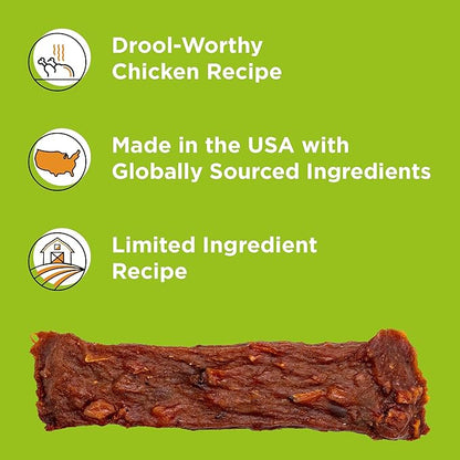 BIXBI Skin & Coat Support Chicken Jerky Dog Treats, 12 oz - USA Made Grain Free Dog Treats - Antioxidant Rich to Support Shiny, Full Bodied Coats - High in Protein, Whole Food Nutrition, No Fillers