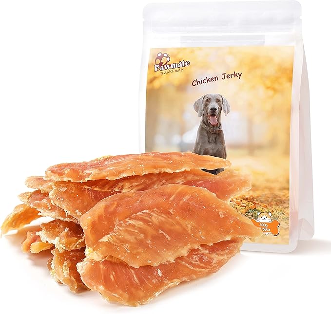 Pawmate Dog Treats Chicken Jerky Tenders, Healthy Human Grade Chicken w/Taurine Rawhide-Free Grain-Free, High Protein Training Reward Treats Snacks for Small Medium Large Breed, 12 Counts, 10.6 oz