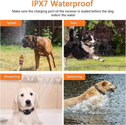 Dog Shock Collar for Dogs, Dog Training Collar with Remote Control Range 1300Ft, 3 Training Modes, Beep, Vibration, Shock, IPX7 Waterproof Rechargeable Electric Shock Collar