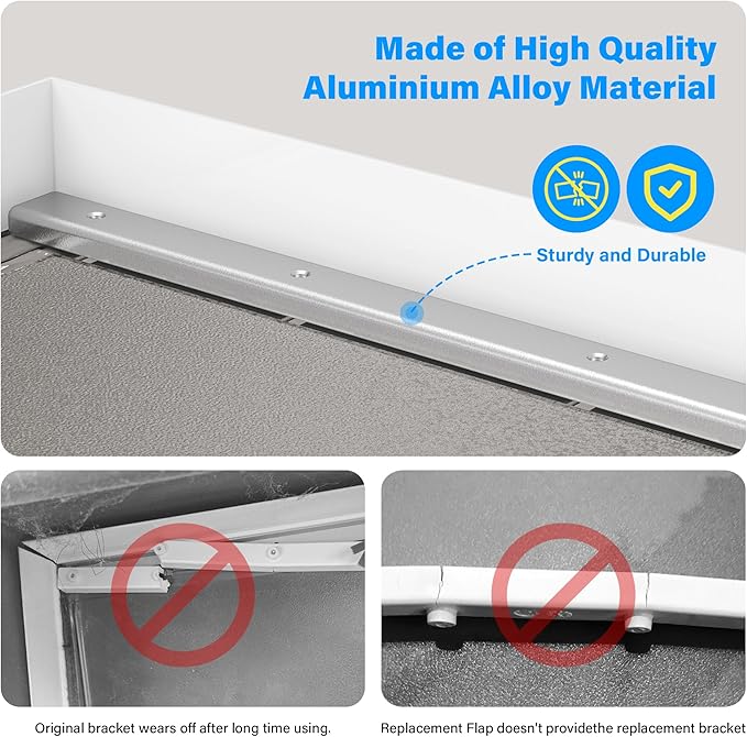 2 Pack Large Dog Door Replacement Flaps with Metal Bracket, Screws and Washers, Compatible with Petsafe Freedom Doggie Doors, PAC11-11039 10 1/8" X 16 7/8" -with Screws(Smoky Translucent)