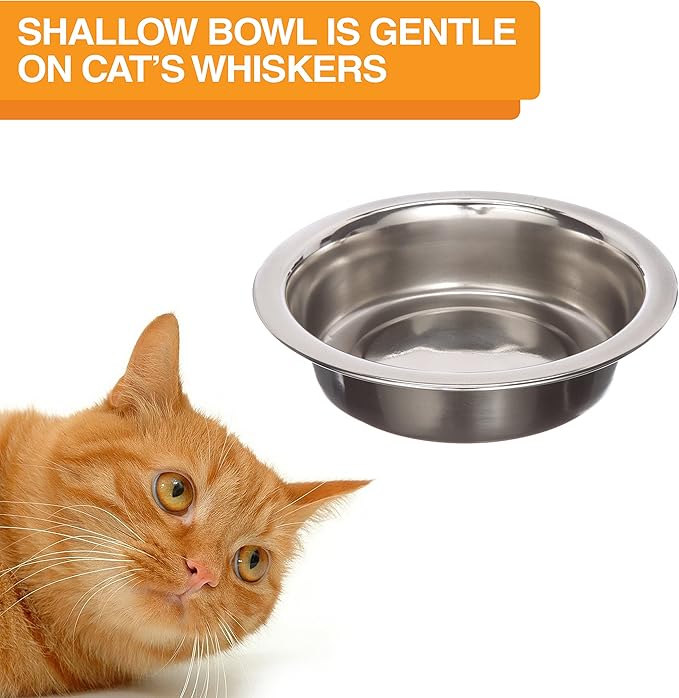 Neater Feeder Deluxe Mess-Proof Elevated Cat Bowls, 2 Height Adjustable (6” & 7.5”) No-Spill Raised Cat Bowl Stand, Whisker Friendly Stainless Steel Dishes for Indoor Cats, Made in USA, Grey