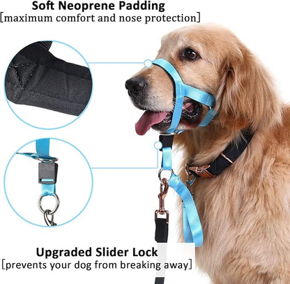 BARKLESS No-Pull Head Collar for Dogs Training & Walking Made Easy, Soft, Adjustable Dog Halter Harness with Safety Link- Put an End to Pulling on The Leash