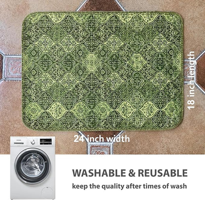 nunubaby Washable Pee Pads for Dogs, Stylish, Non-Slip and Leak-Proof Pee Pads. Reusable Potty Pads for Dogs for Crates and Floors.(Green/Multi, 18" x24" )