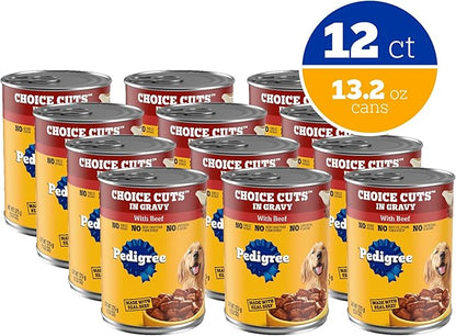 Pedigree Wet Dog Food, Choice Cuts Adult Canned Dog Food with Beef, 13.2 oz. Cans, 12 Count