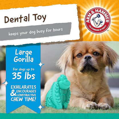 Arm & Hammer for Pets Super Treadz Gorilla Dental Chew Toy for Dogs - Dog Dental Chew Toys Reduce Plaque & Tartar Buildup Without Brushing - Safe for Dogs up to 35 Lbs