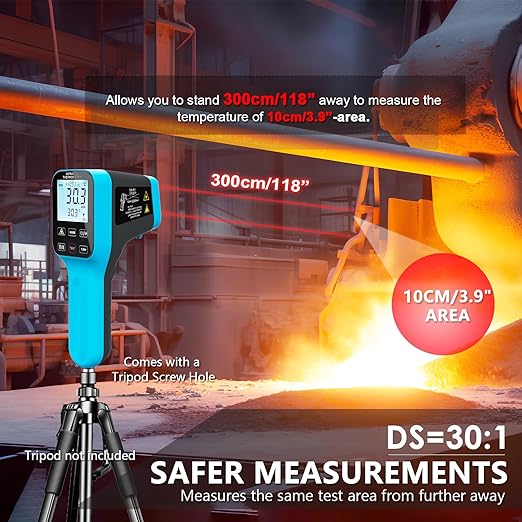 Infrared Thermometer Gun Rechargeable, -58℉~2912℉ High Temp Laser Industrial Thermometer, D:S=30:1 Touch Button Waterproof Pyrometer, Digital IR Temperature Gauge with Type-C Port (NOT for Human)