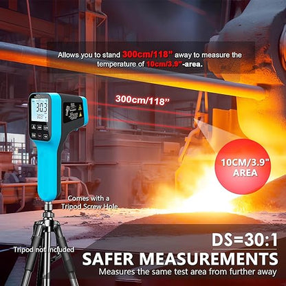 Infrared Thermometer Gun Rechargeable, -58℉~2912℉ High Temp Laser Industrial Thermometer, D:S=30:1 Touch Button Waterproof Pyrometer, Digital IR Temperature Gauge with Type-C Port (NOT for Human)