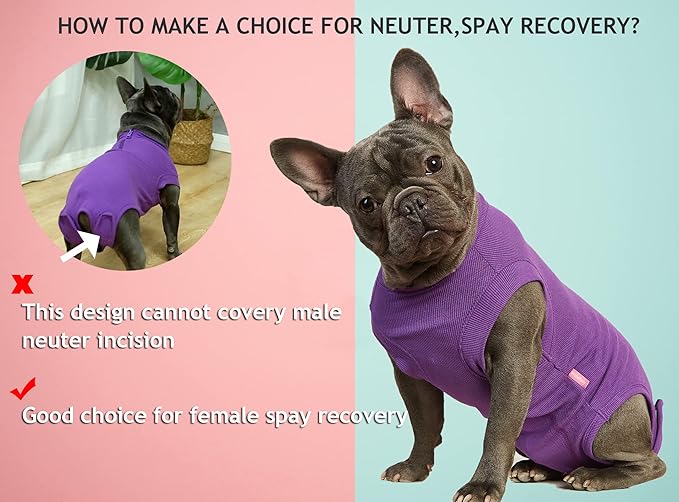 Recovery Suit for Dogs,Dog Cone Alternative Zipper Surgery Suit Female Spay,Soft Dog Surgery Suit for Anti Licking,Breathable Surgical Suit for Dogs Female Spay