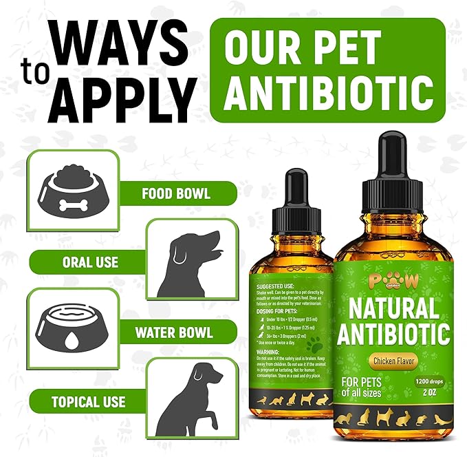 Pet Antibiotics for Cats, Dogs, Rabbits – Works Well As Fish, Poultry, Reptile, Turtle, & Chicken Antibiotics – Helps with UTIs, Allergies, Runny Nose – Herbal Supplement for Digestive Support – 2 Oz