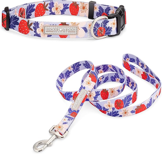 Lucky Love Dog - Adjustable Dog Collar with Easy Click Buckle for Medium, Durable, & Comfortable for Male & Female Dogs, Pet Collar for Puppies & Adult Dogs - Sweet Berry, Medium