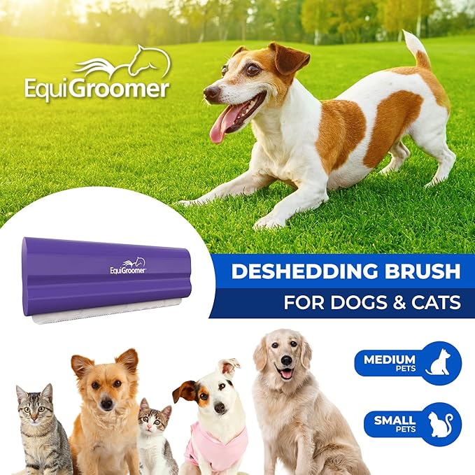 EasyGroomer Deshedding Brush for Dogs & Cats – Undercoat Grooming Tool for Short & Long Hair, Removes Loose Fur & Dirt, Reduces Shedding for Small & Large Pets, Purple