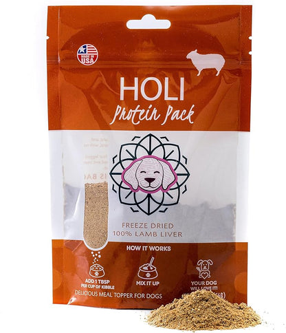 HOLI Lamb Liver Dog Food Topper – Freeze Dried Lamb Liver Dog Topper for Dry Food – Single Ingredient, Human-Grade Meal Topper for Picky Dogs – Grain Free & All Natural - 4oz