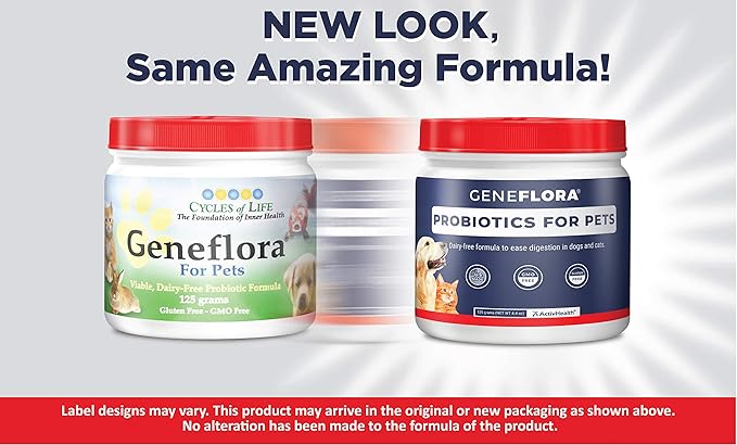 Geneflora Digestive Enzymes Prebiotics & Pet Probiotics for Dogs Powder, Cat, Rabbit, & Dog Probiotics for Yeast, Itchy Skin, and Itchy Ears, 3.2 Ounces