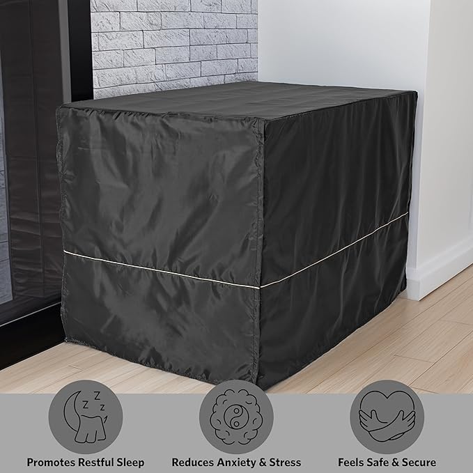 MidWest Homes for Pets XL Dog Crate Cover, Black Polyester Privacy Kennel Cover Fits Most 48-inch Crates, Machine Washable, Reduces Barking & Chewing