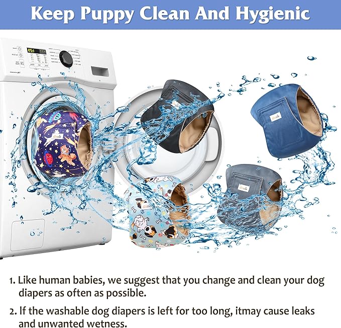 5 Pack Dog Diapers Male Reusable, Premium Belly Bands for Dogs, High Absorbing Male Dog Pee Wraps for Doggie in Incontinence or Excitable Urination and Training Black XS