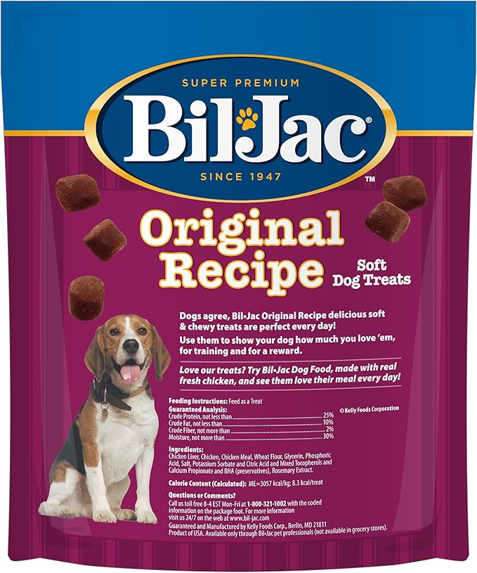 Bil-Jac Original Recipe Soft Training Treats for Dogs, Made with Real Chicken Liver, Resealable Double Zipper Pouch 20oz (2-Pack)