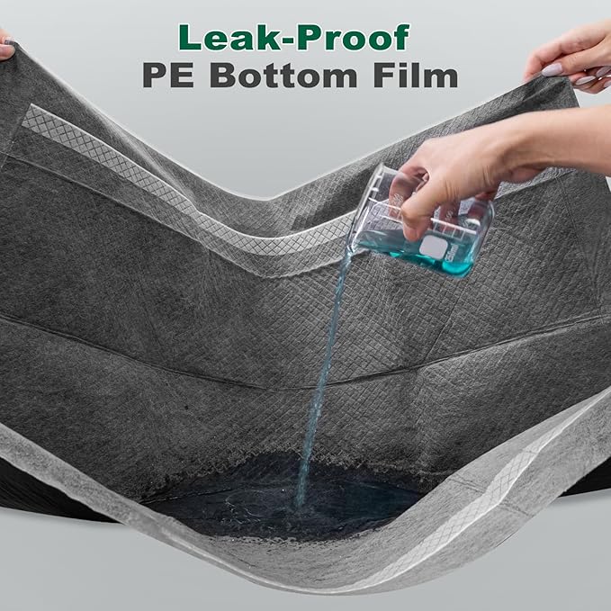 MIZOK Pee Pads for Dogs Charcoal, 28"x30" Large Wee Wee Pads for Dogs, Superior Odor Protection, Super Absorbent & Leak-Proof, Puppy Pads with Adhesive Tabs, Thick & Heavy (40 Counts)